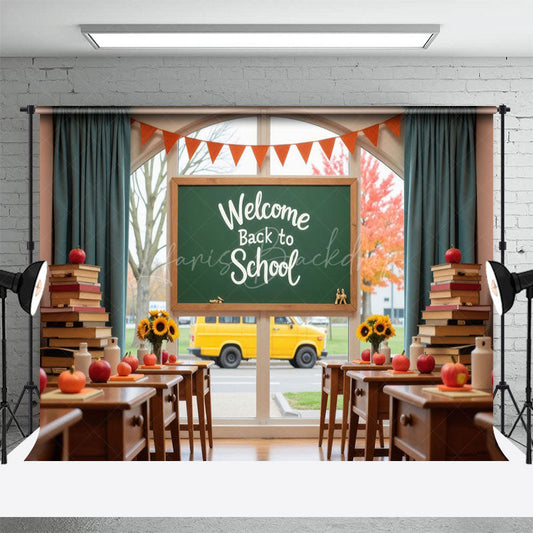 Lofaris Autumn Welcome Back To School Classroom Photo Backdrop