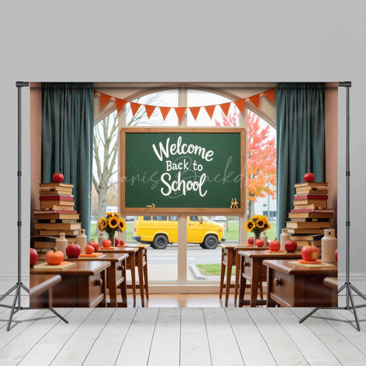 Lofaris Autumn Welcome Back To School Classroom Photo Backdrop