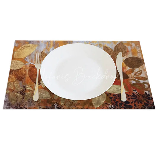 Lofaris Autumn Withered Leaves Pattern Set of 4 Placemats for Rustic Fall and Thanksgiving Dining Table Decor