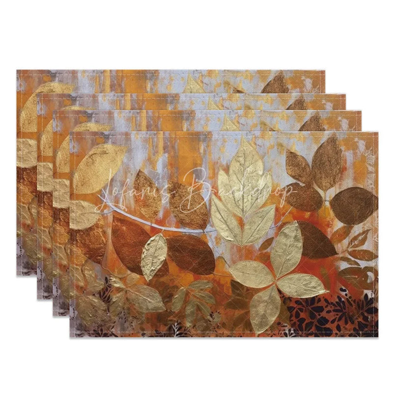 Lofaris Autumn Withered Leaves Pattern Set of 4 Placemats for Rustic Fall and Thanksgiving Dining Table Decor