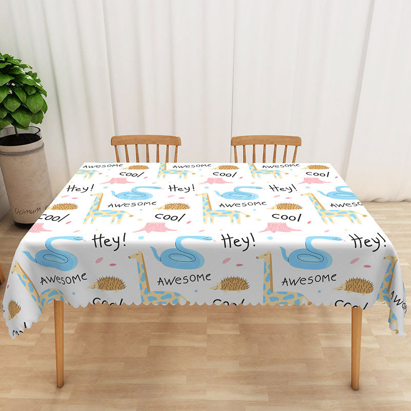 Lofaris Awesome Cartoon Animal World Rectangle Tablecloth for Kids Jungle Safari Birthday Party Decorations