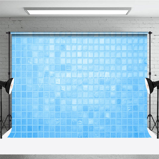 Lofaris Baby Blue Modern Square Pattern Summer Vibe Backdrop