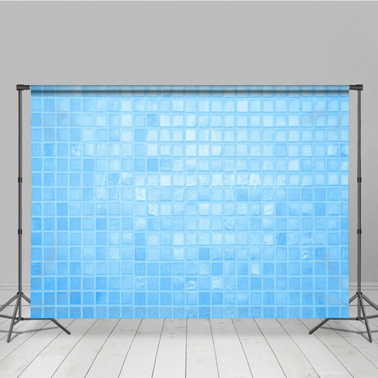 Lofaris Baby Blue Modern Square Pattern Summer Vibe Backdrop