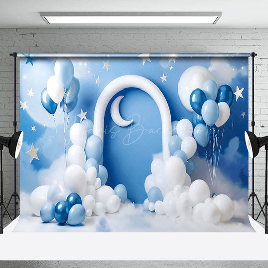Lofaris Baby Boy Blue Balloons Cake Smash Photography Backdrop