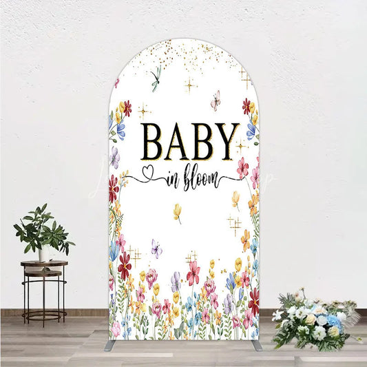 Lofaris Baby In Bloom Arch Backdrop Wildflower Butterfly Party Decoration Spring Garden Floral Background