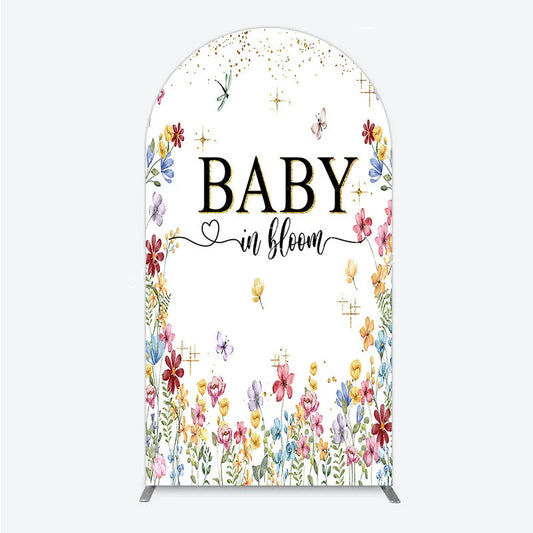 Lofaris Baby In Bloom Arch Backdrop Wildflower Butterfly Party Decoration Spring Garden Floral Background