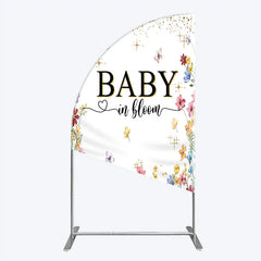 Lofaris Baby In Bloom Half Moon Arch Backdrop Wildflower Butterfly Party Decoration Spring Garden Floral Background