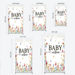 Lofaris Baby In Bloom Rectangle Backdrop Wildflower Butterfly Party Decoration Spring Garden Floral Background