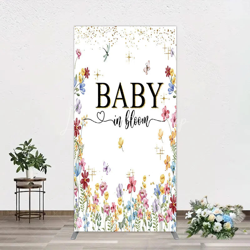 Lofaris Baby In Bloom Rectangle Backdrop Wildflower Butterfly Party Decoration Spring Garden Floral Background