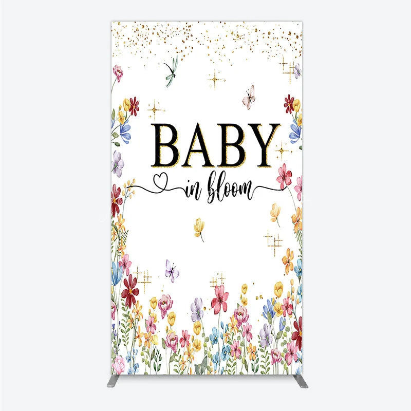 Lofaris Baby In Bloom Rectangle Backdrop Wildflower Butterfly Party Decoration Spring Garden Floral Background