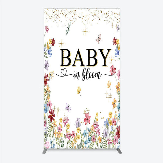 Lofaris Baby In Bloom Rectangle Backdrop Wildflower Butterfly Party Decoration Spring Garden Floral Background