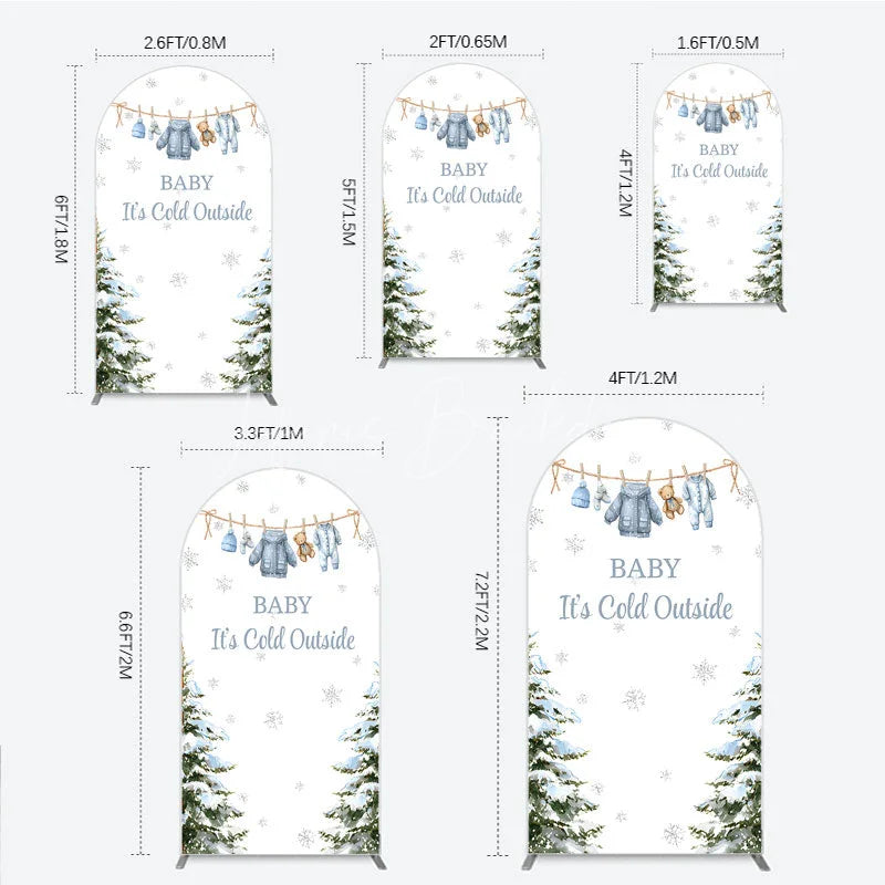 Lofaris Baby It¡¯s Cold Outside Arch Backdrop Winter Wonderland Shower and Snow Pine Forest Party Decoration