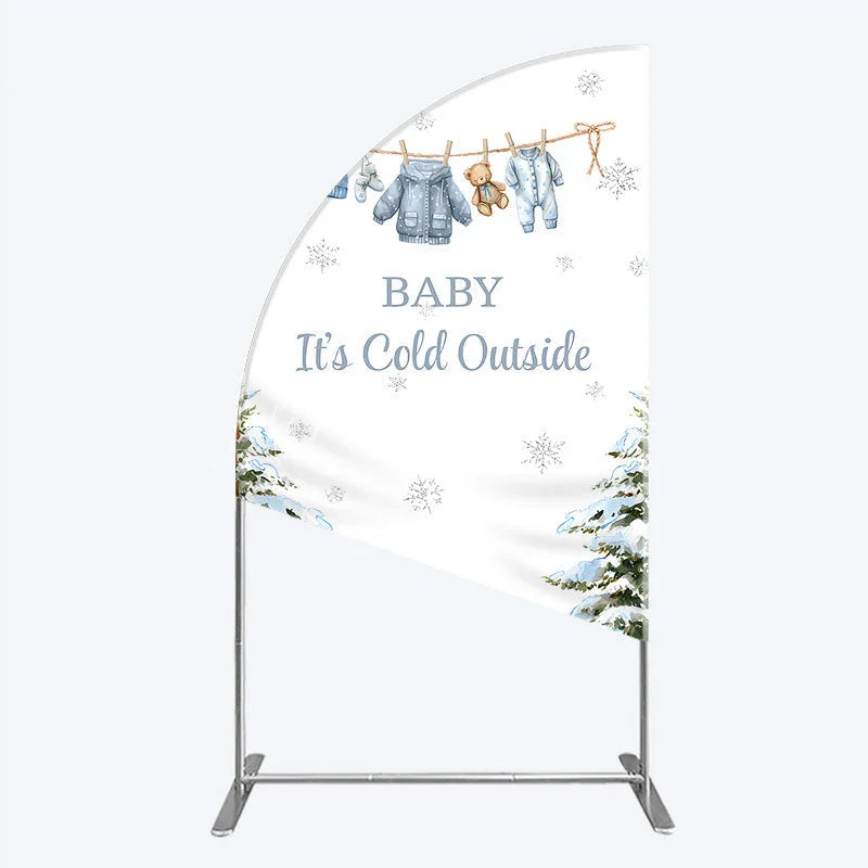 Lofaris Baby It¡¯s Cold Outside Half Moon Arch Backdrop Winter Wonderland Shower and Snow Pine Forest Party Decoration