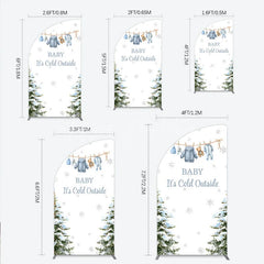 Lofaris Baby It¡¯s Cold Outside Half Moon Arch Backdrop Winter Wonderland Shower and Snow Pine Forest Party Decoration