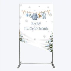 Lofaris Baby It¡¯s Cold Outside Rectangle Backdrop Winter Wonderland Shower and Snow Pine Forest Party Decoration