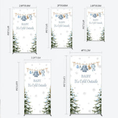 Lofaris Baby It¡¯s Cold Outside Rectangle Backdrop Winter Wonderland Shower and Snow Pine Forest Party Decoration