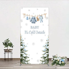 Lofaris Baby It¡¯s Cold Outside Rectangle Backdrop Winter Wonderland Shower and Snow Pine Forest Party Decoration