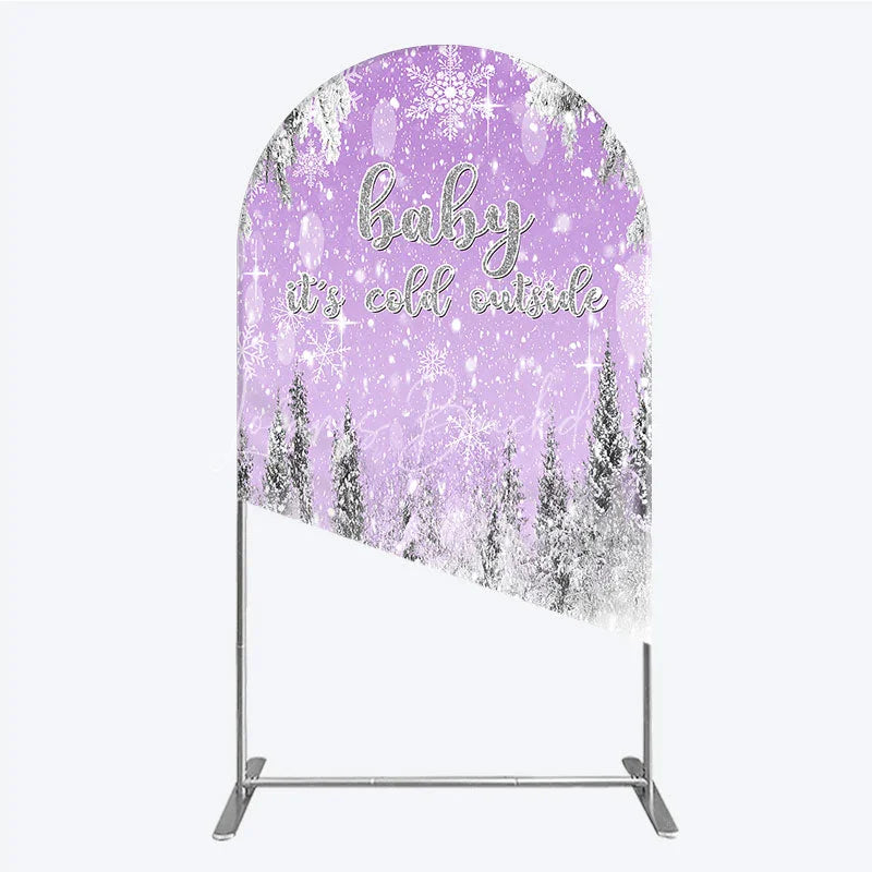 Lofaris Baby It’s Cold Outside Arch Backdrop Lavender Winter Wonderland Purple Snowflake Girl Shower Decor