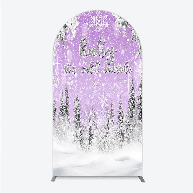 Lofaris Baby It’s Cold Outside Arch Backdrop Lavender Winter Wonderland Purple Snowflake Girl Shower Decor