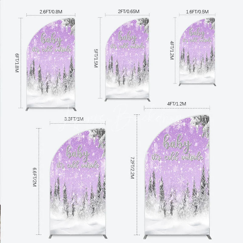 Lofaris Baby It’s Cold Outside Half Moon Arch Backdrop Lavender Winter Wonderland Purple Snowflake Girl Shower Decor