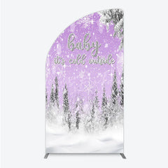 Lofaris Baby It’s Cold Outside Half Moon Arch Backdrop Lavender Winter Wonderland Purple Snowflake Girl Shower Decor