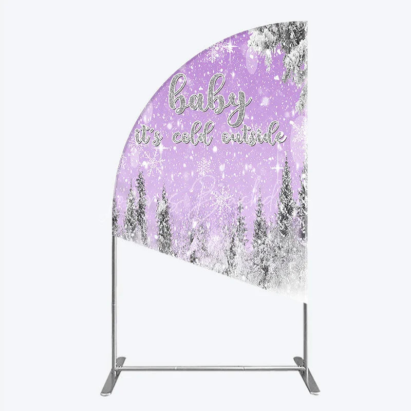 Lofaris Baby It’s Cold Outside Half Moon Arch Backdrop Lavender Winter Wonderland Purple Snowflake Girl Shower Decor