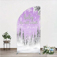Lofaris Baby It’s Cold Outside Half Moon Arch Backdrop Lavender Winter Wonderland Purple Snowflake Girl Shower Decor