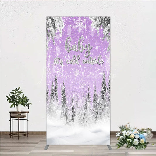 Lofaris Baby It’s Cold Outside Rectangle Backdrop Lavender Winter Wonderland Purple Snowflake Girl Shower Decor