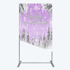 Lofaris Baby It’s Cold Outside Rectangle Backdrop Lavender Winter Wonderland Purple Snowflake Girl Shower Decor