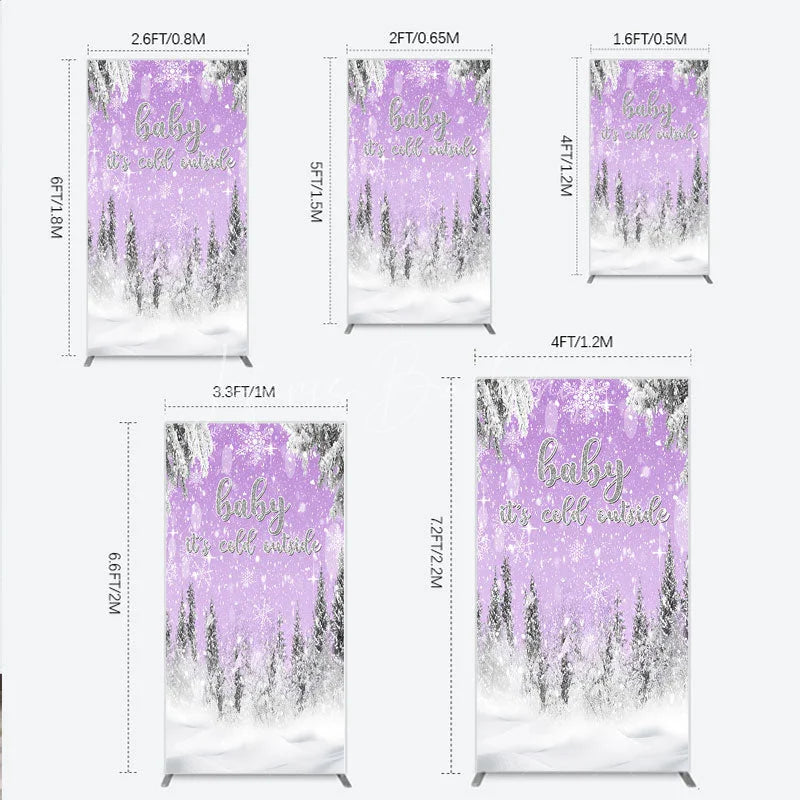 Lofaris Baby It’s Cold Outside Rectangle Backdrop Lavender Winter Wonderland Purple Snowflake Girl Shower Decor