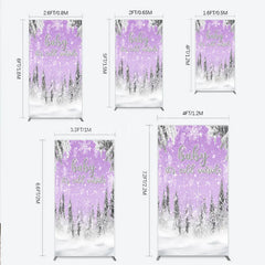 Lofaris Baby It’s Cold Outside Rectangle Backdrop Lavender Winter Wonderland Purple Snowflake Girl Shower Decor