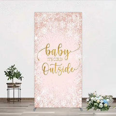Lofaris Baby Its Cold Outside Rectangle Backdrop Pink Snowflake Winter Shower Cover