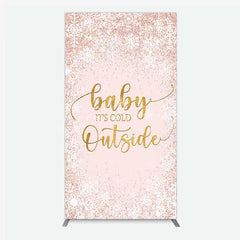 Lofaris Baby Its Cold Outside Rectangle Backdrop Pink Snowflake Winter Shower Cover