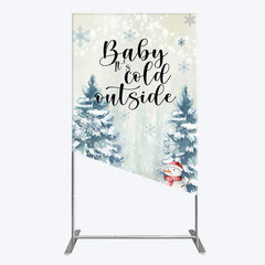 Lofaris Baby Its Cold Outside Rectangle Backdrop Winter Snowman Watercolor Pine Tree