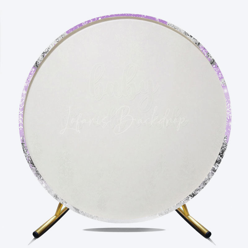 Lofaris Baby It’s Cold Outside Round Backdrop Lavender Winter Wonderland Purple Snowflake Girl Shower Decor