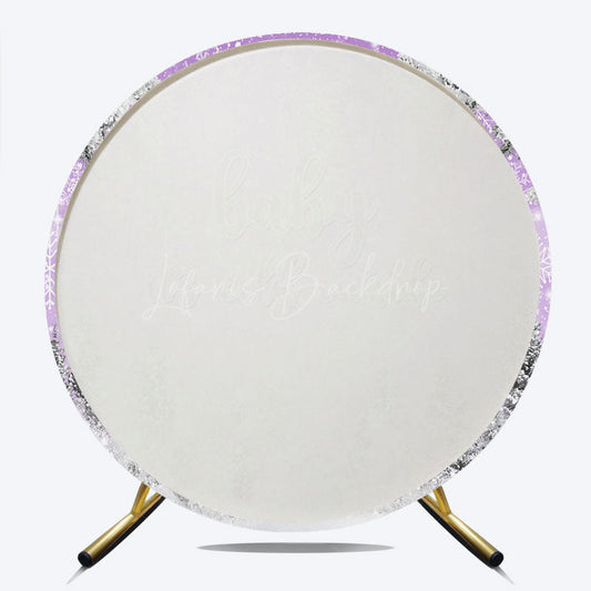 Lofaris Baby It’s Cold Outside Round Backdrop Lavender Winter Wonderland Purple Snowflake Girl Shower Decor