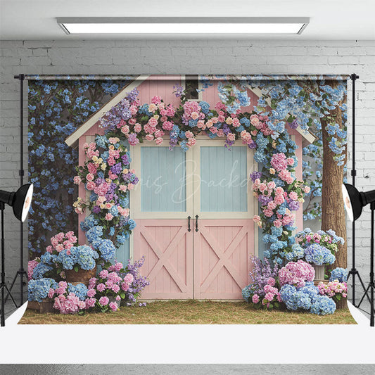 Lofaris Baby Pink Blue Wood Barn Elegant Wedding Backdrop