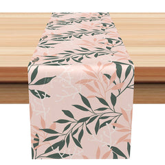 Lofaris Baby Pink Leaf Pattern Table Runner Step and Repeat Botanical Design Cute Sweet Girls Nursery or Party Decor