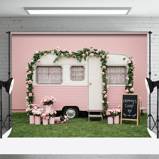 Lofaris Baby Pink Motor Home Floral Sweet Wedding Backdrop