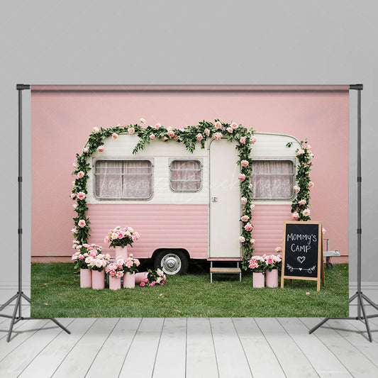 Lofaris Baby Pink Motor Home Floral Sweet Wedding Backdrop