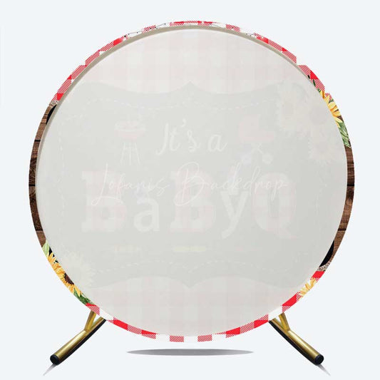 Lofaris Babyq Plaid Summer Baby Shower Round Backdrop