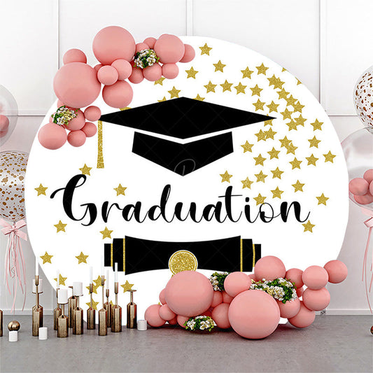 Lofaris Bachelors Hat Scroll Circle Star Graduation Backdrop