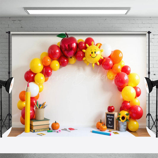 Lofaris Back To School Apple Balloon Arch Photo Backdrop