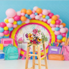 Lofaris Back to School Photography Backdrop ABC Backpack Pastel Balloon Background Kindergarten Study Photo Prop