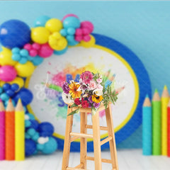 Lofaris Back to School Photography Backdrop Giant Colorful Pencil Art Background Creative Paint Photo Prop