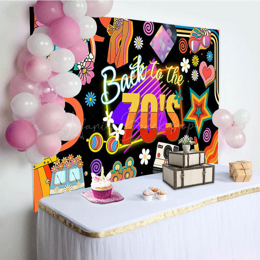 Lofaris Back To The 70s Black Disco Musical Birthday Backdrop