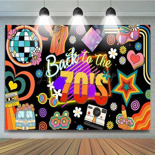 Lofaris Back To The 70s Black Disco Musical Birthday Backdrop