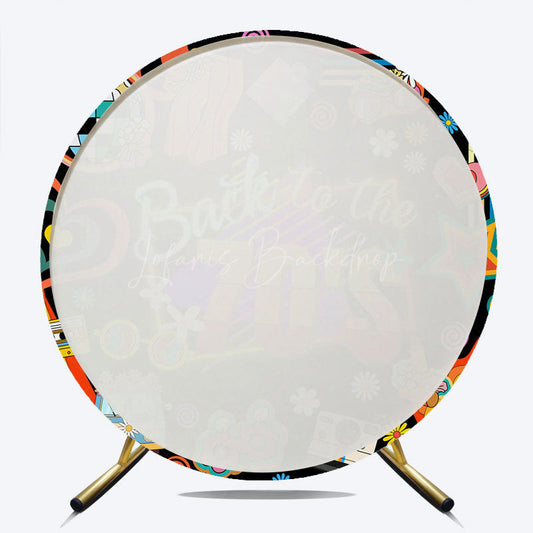 Lofaris Back to the 70s Groovy Round Backdrop for Birthday Retro Neon with Disco Ball Hippie Themed Party Decor