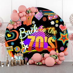 Lofaris Back to the 70s Groovy Round Backdrop for Birthday Retro Neon with Disco Ball Hippie Themed Party Decor