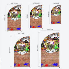 Lofaris Back To The 90s Half Moon Arch Backdrop Hip Hop Graffiti Party Decoration Retro Brick Wall Background